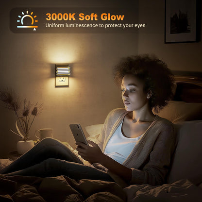 JandCase LED Night Light, [2 Pack] Night Lights Plug into Wall with Dusk to Dawn Sensor, Dimmable Plug in Night Light, Adjustable Brightness, 3000K Soft White Nightlight for Bedroom Bathroom Hallway