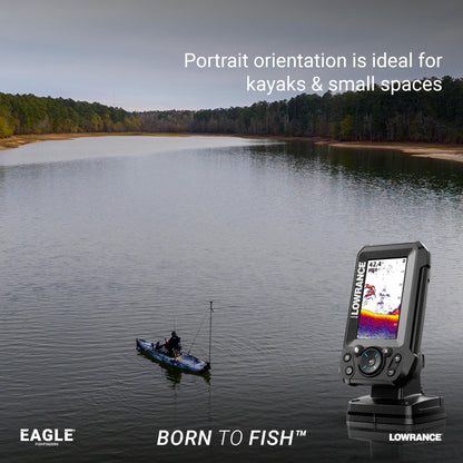 Lowrance Eagle 4X FishFinder with Bullet Transducer, 4-inch IPS Portrait Screen, Black, 000-16110-001