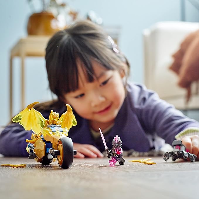 LEGO NINJAGO Jay's Golden Dragon Set 71768 Toy Motorcycle with Dragon Spider Figure and Jay Minifigure Birthday Gift Idea for Kids 7 Plus