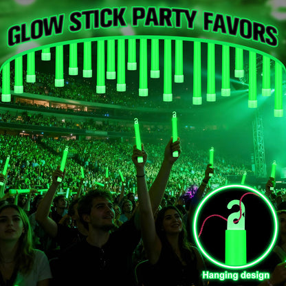Sotiff 300 Pcs Bright 6 Inch Large Glow Sticks Bulk Emergency Glow in The Dark Sticks with 12 Hour Duration for Camping Hiking Outdoor Parties Activities Survival Storms (Green)