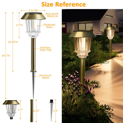 XMCOSY+ Solar Pathway Lights Waterproof - 6 Pack Solar Lights Outdoor, 10-40 LM Dimmable Outdoor Solar Light for Yard Pathway Garden Driveway Walkway (Bronze)