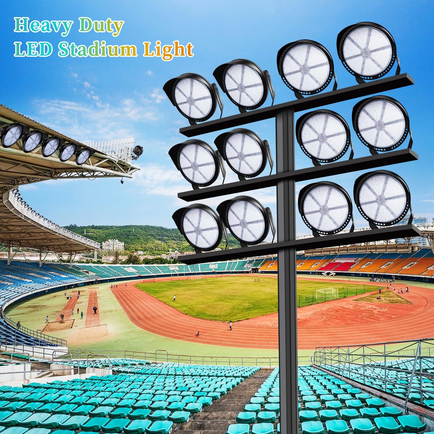 Juyace 800W Led Stadium Flood Light Outdoor Super Bright Commercial Area Lighting 100-277V 5000K Daylight IP65 Waterproof Arena for Sport Fields and Courts