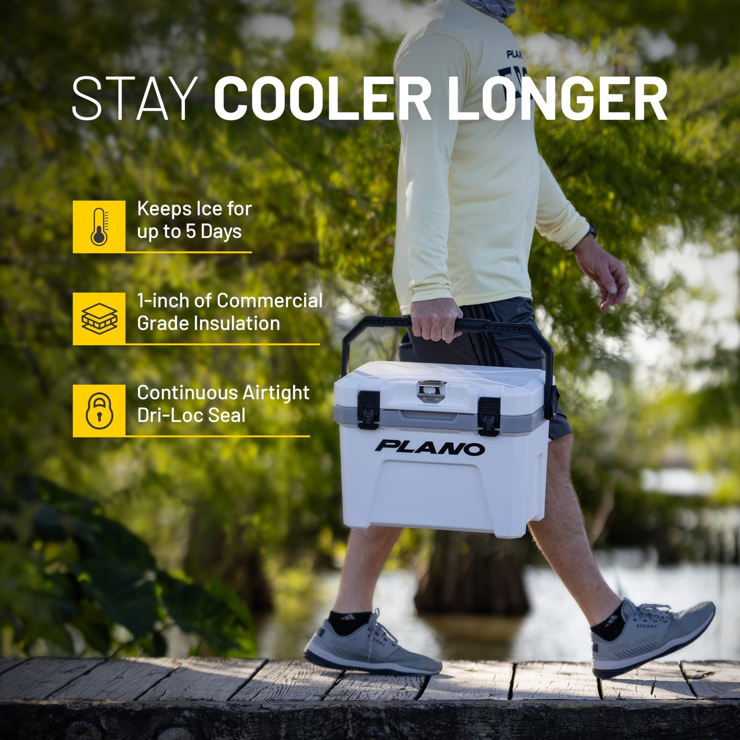 Plano Frost Cooler, 21-Quart Hard Cooler, Pacific Blue, Insulated Ice Chest for Camping and Fishing, Dual-Stage Molded Latches, Airtight Dri-Loc Seal, Includes Removable Dry Basket