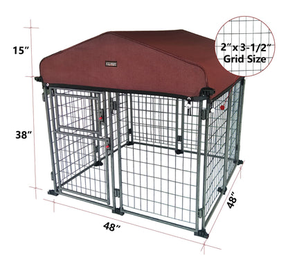 Neocraft My Pet Companion Dog Kennel with Roof Cover (4.5’) - Weather Resistant / Covered / Heavy Duty / Outdoor / Winter Welded Wire Pet Kennel for Medium Sized Dogs - Easy to Assemble