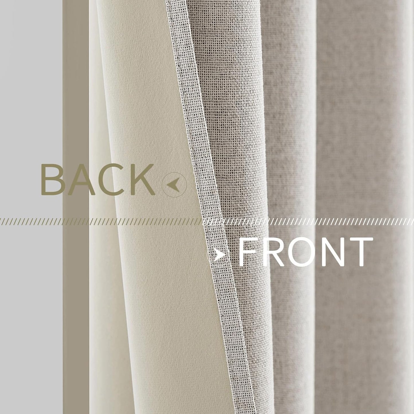 MIULEE 100% Blackout Linen Textured Curtains - Solid Thermal Insulated Cream White | Luxury Room Darkening Drapes 52 x 84 Inch (2 Panels)