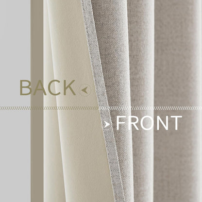 MIULEE Blackout Curtains - 100% Thermal Insulated Linen Textured Drapes | Cream White, 52 x 54 Inch (2 Panels)