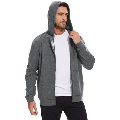 LETAOTAO Lightweight Hoodie Men Zip Up Hooded Sweatshirt Thin Slim Fit Jacket Available in Regular & Tall Sizes[GREY，Tall-2XL]