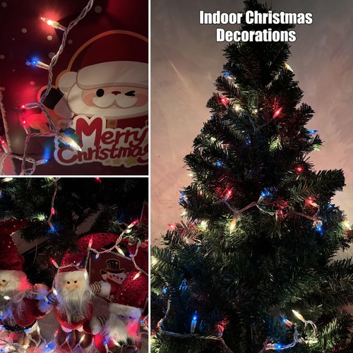 HISHINY Red White Blue 4th of July Patriotic Decorations Lights 100 Count Mini String Lights with White Wire for Outdoor Indoor Christmas,Holiday,Party, Independence Day Decor,UL Certified (21feet)