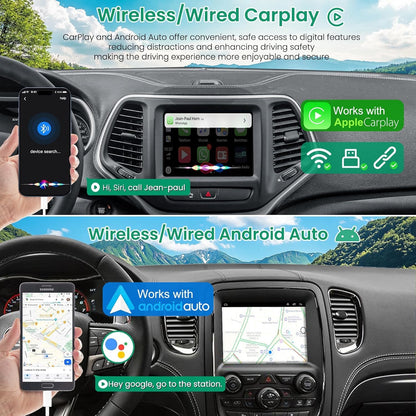 4+64 Android Radio for Jeep Grand Cherokee Radio 2014-2021, for Dodge RAM 1500/2500/3500 2013-2018, for Dodge Challenger Charger Radio 2015-2023, Car Stereo, Wireless Carplay, GPS Navigation
