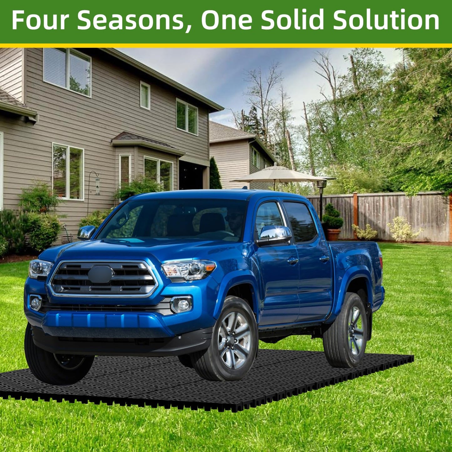 20 Pcs 15.7" x 15.7" Heavy Duty Ground Protection Mats, Interlocking Non-Slip Floor Mat, Heavyweight Gravel Grid Drive on Lawn, 6613 lb Load Permeable Paver for Parking, Outdoor Event Flooring, Black
