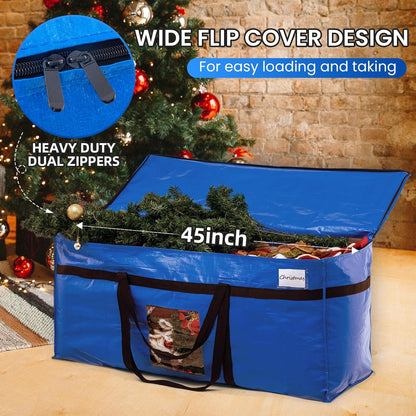 TAILI Extra Large 69 Gallon Storage Bags - Heavy Duty Blue Moving Totes with Visible Window | 2 Pack