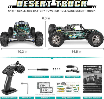 HAIBOXING 2995 Remote Control Truck 1:12 Scale RC Buggy 550 Motor Upgrade Version 42KM/H High Speed RC Cars Electric Powered 4X4 Off-Road RTR Ideal Hobby for Kids&amp Adults 40+ Min Play