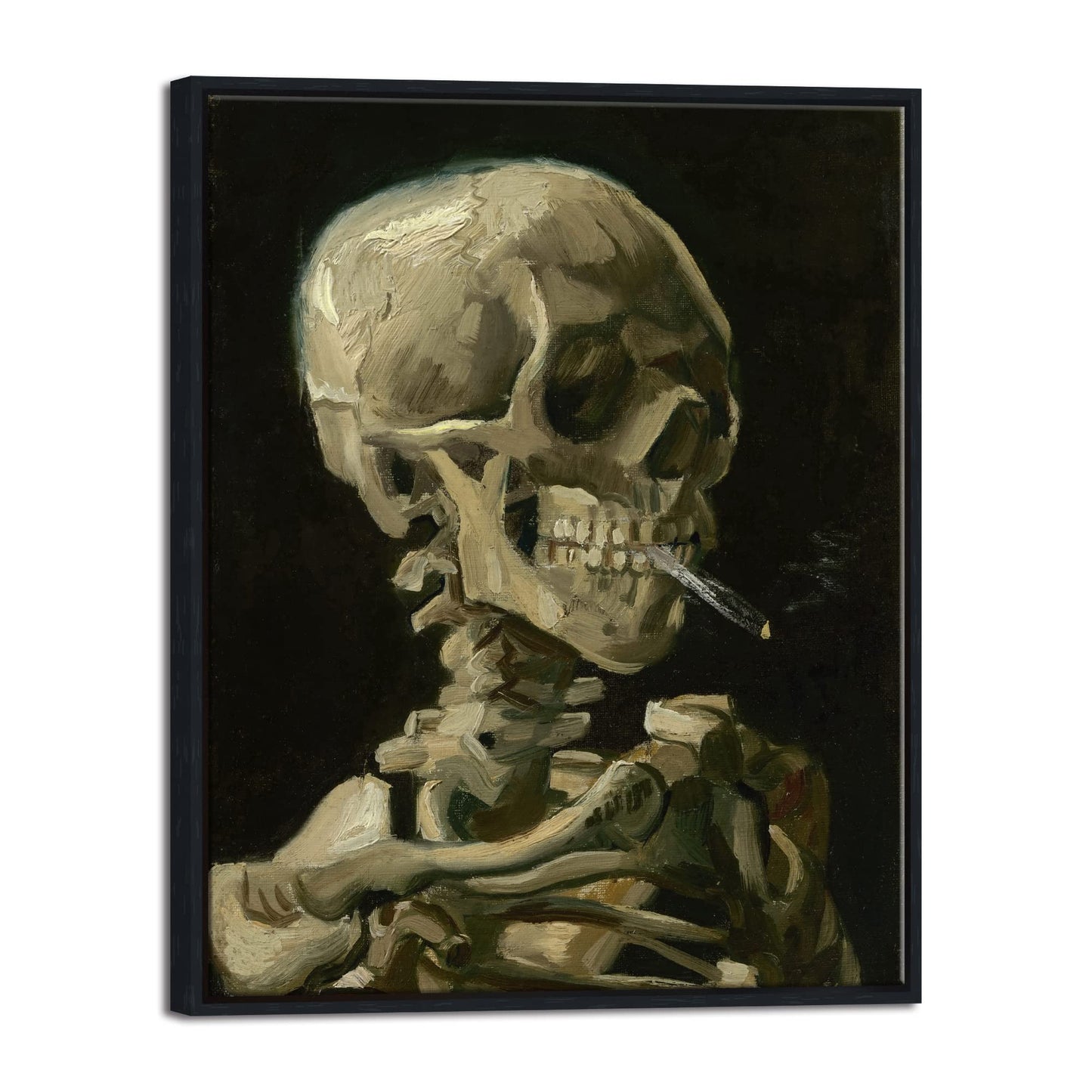 Wieco Art Skull of a Skeleton with Burning Cigarette, 1886 by Vincent Van Gogh Canvas Wall Art for Home Decor and Wall Decor Post-impressionism Canvas Prints Pictures Artwork