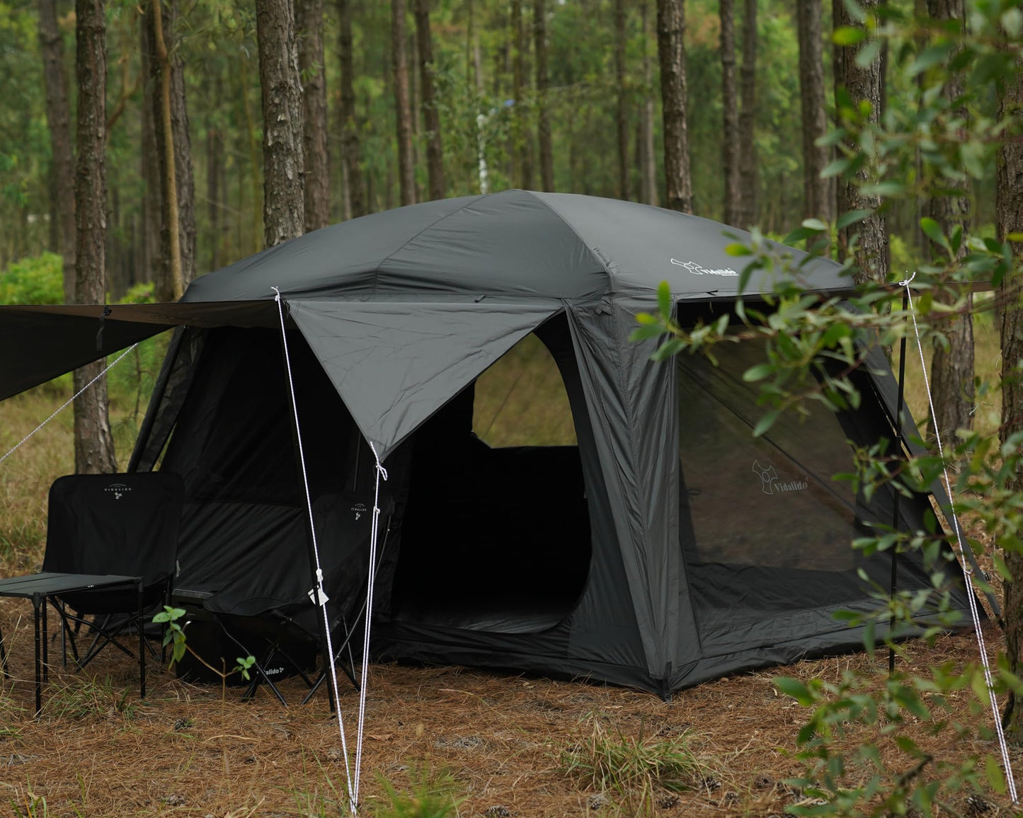 Vidalido 4-6 Person Camping Tent with 3 Door 2 Room Large Family Cabin Tents, Double Layer Waterproof Portable Glamping Tent, Big Tents for Outdoor Camping Hiking and Backpacking
