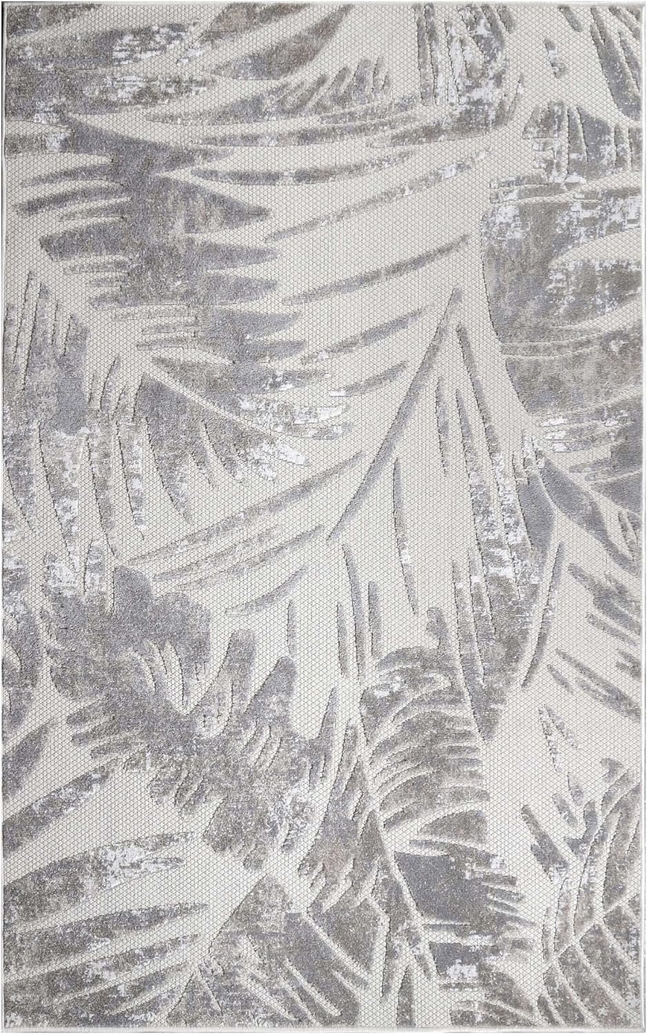 Superior Indoor Outdoor Area Rug, Floor Decor Perfect for Patio, Pool, Deck, Kitchen, Entryway, Tropical Leaves Coastal Style Rug, Siesta Collection, 5' 2" x 7' 2", Slate