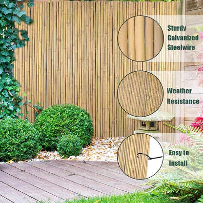 Jollybower 3Ft High x 8Ft Long x 0.7In D Bamboo Screen, Natural Bamboo Fence Rolls, Eco-Friendly Fencing for Outdoor Balcony Patio Garden Border Pool
