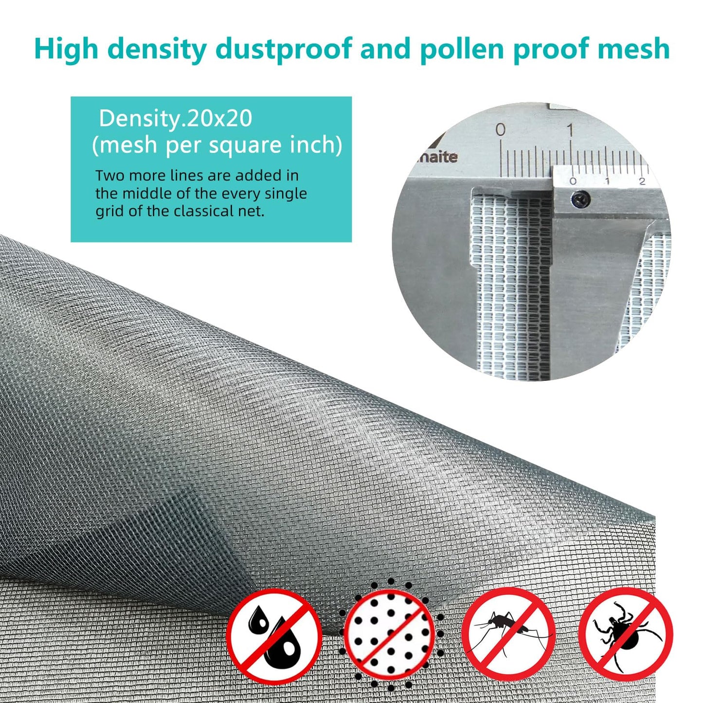 High Density dustproof and Pollen Proof net Window Screen mesh roll Used to Replace Screen Windows and Doors (Grey high-Density mesh,787''×37''(2000×95cm)