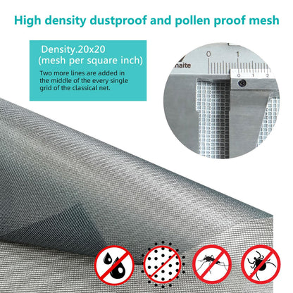 High Density dustproof and Pollen Proof net Window Screen mesh roll Used to Replace Screen Windows and Doors (Grey high-Density mesh,787''×37''(2000×95cm)