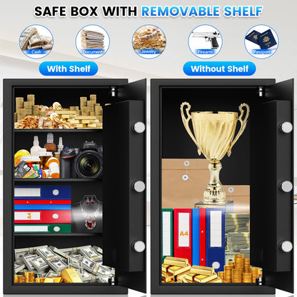 5.2 Cuft Large Fire Safe Box for Home Documents, Home Safes Water and Fireproof with LCD Keypad Keys, Anti-Theft Alert, Hidden Code Mode, Personal Combination Money Safe For Office Home Gift