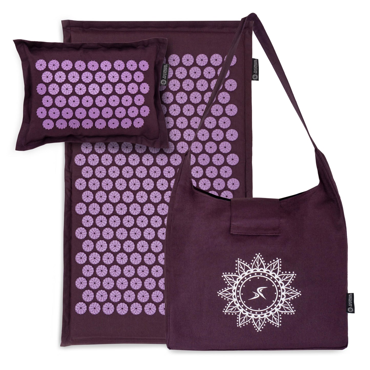 ProsourceFit Ki Acupressure Mat and Pillow Set with 100% Natural Linen for Back/Neck Pain Relief and Muscle Relaxation, Royal Lilac