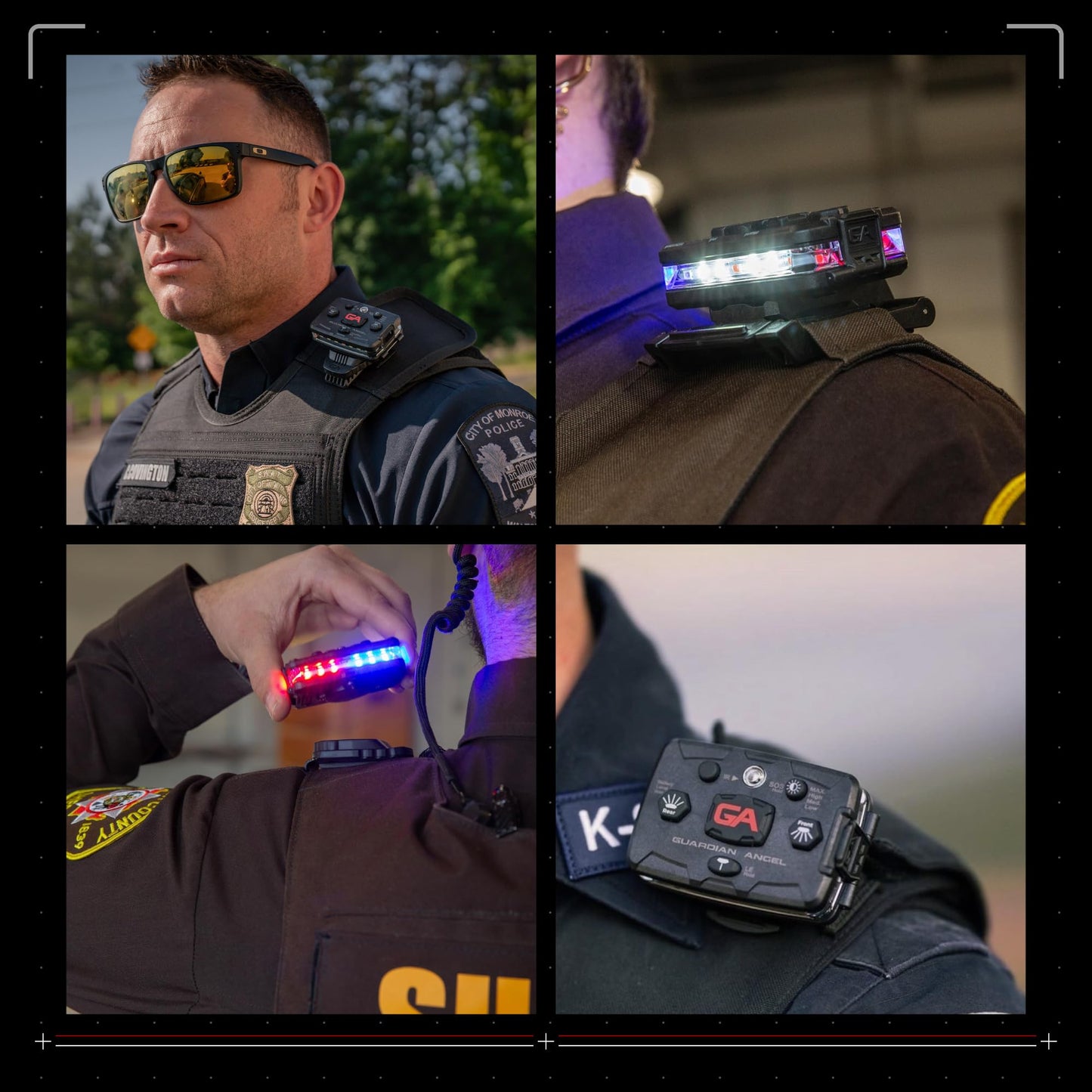 Guardian Angel Law Enforcement Infrared Wearable Safety Light Bundle - Elite Series Red/Blue/White Infrared Light, Universal Mount, Epaulet Mount and Tether, Magnetic Mounting, Professional Grade