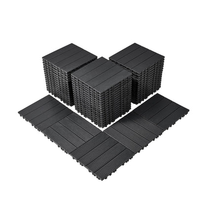 VEVOR 54 sq. ft Plastic Interlocking Deck Tiles, 54 Pack,12"x12" Waterproof Non-Slip Outdoor Flooring All Weather Use, Patio Floor Decking Tiles for Porch Poolside Balcony Backyard, Dark Grey
