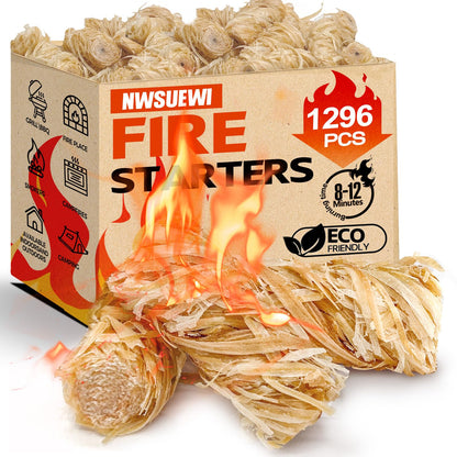 1296PCS(72PCS*18Pack) Fire Starters for Campfires Grill BBQ Camping Fireplace Fire Pit,Quick Light Wood Charcoal Fire Starter, Waterproof-Natural Fire Starters Camping Fire Starter Charcoal Starters
