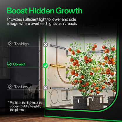VIVOSUN Lumaray LED Grow Light Bars 16”(8-Bar), Full Spectrum Side Lighting with 60% Red Light up to 25% Yields for Grow Tents, Greenhouses, Magnet Reliability Upgraded, SGS Compatible