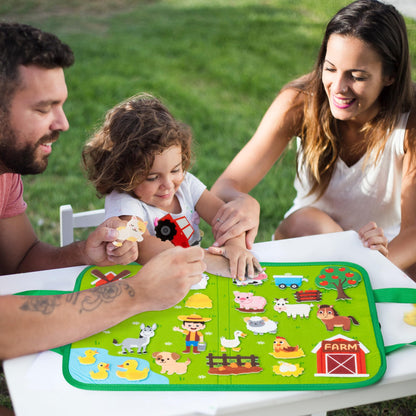WATINC Travel Felt Board Story Set - 25PCS Portable Felt Board Educational Birthday Gift for Boys & Girls, Themed Storytelling Preschool Early Learning Interactive Play Kit for Toddlers (Farm Animals)