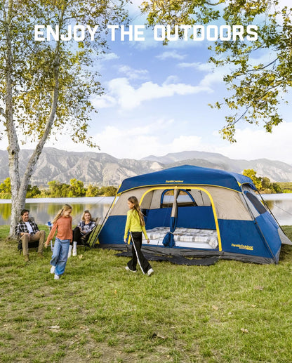 FanttikOutdoor Zeta C10 Pro Camping Tent 10 Person Instant Cabin Tent Setup in 60 Seconds with Rainfly & Windproof Portable with Carry Bag for Family Camping & Hiking, Upgraded Ventilation, Navy Blue