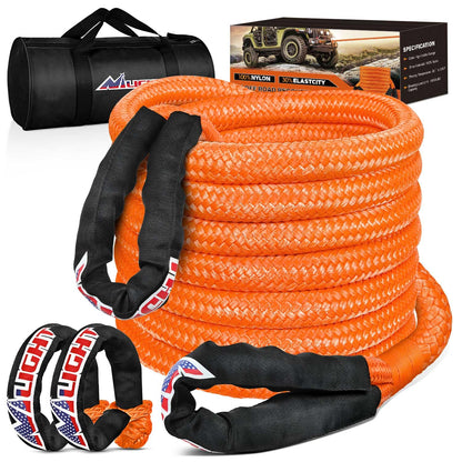 Nilight Kinetic Recovery Tow Rope Kit with 2 Soft Shackle 1-1/8inx30ft Heavy Duty Offroad Tow Rope Snatch Strap Towing Strap kit 48,000LBS for UTV ATV SUV Truck Car Jeep Tractor