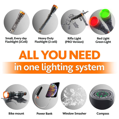 DanForce Rechargeable LED Flashlight - Worldwide Patent, Gift Idea for Him or Her, Tactical FlashLight, World's First Modular Flashlight, High-Power 1080 Lumens, (G1)