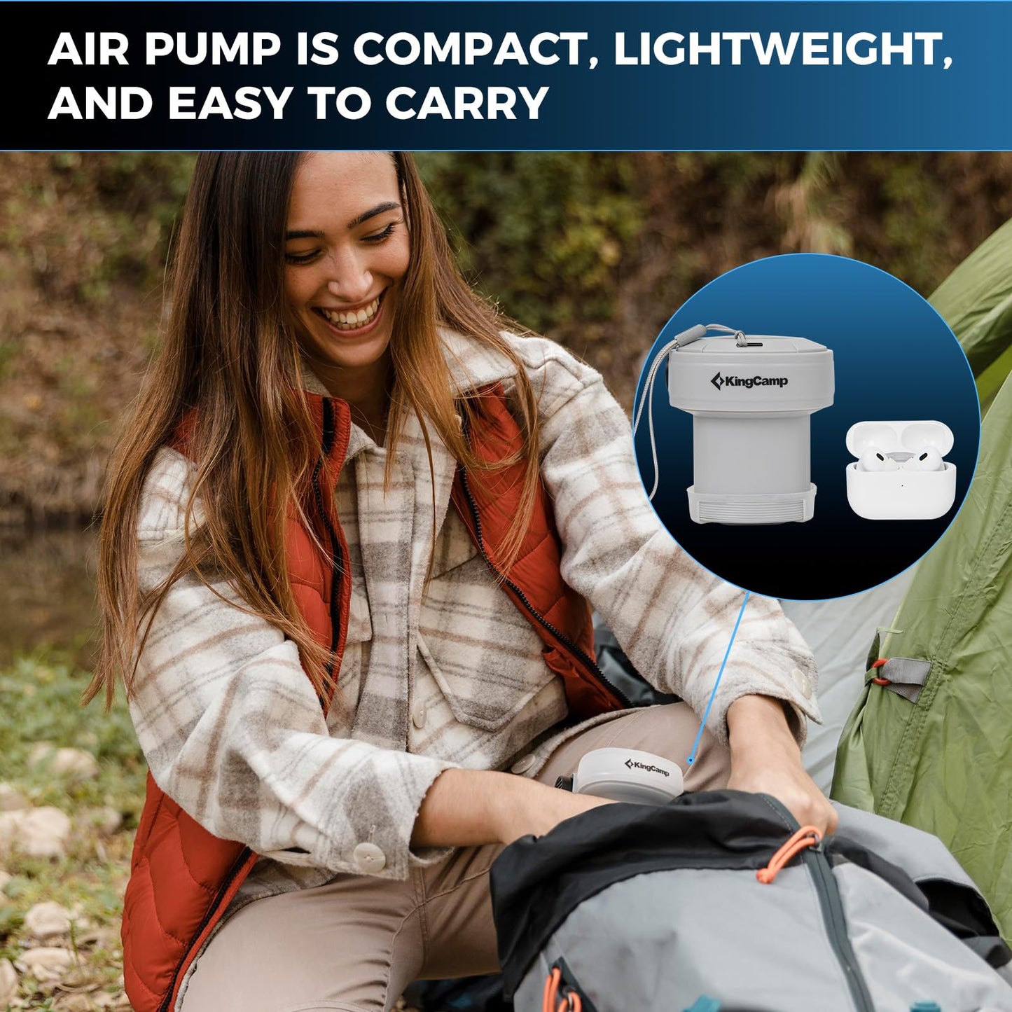 KingCamp Camping Mattress Air Base with Air Pump, Portable & Compact Alternatives to Camp Cot, Inflatable Bed Frame for Home Tent Storing (Air Mattress Not Included)