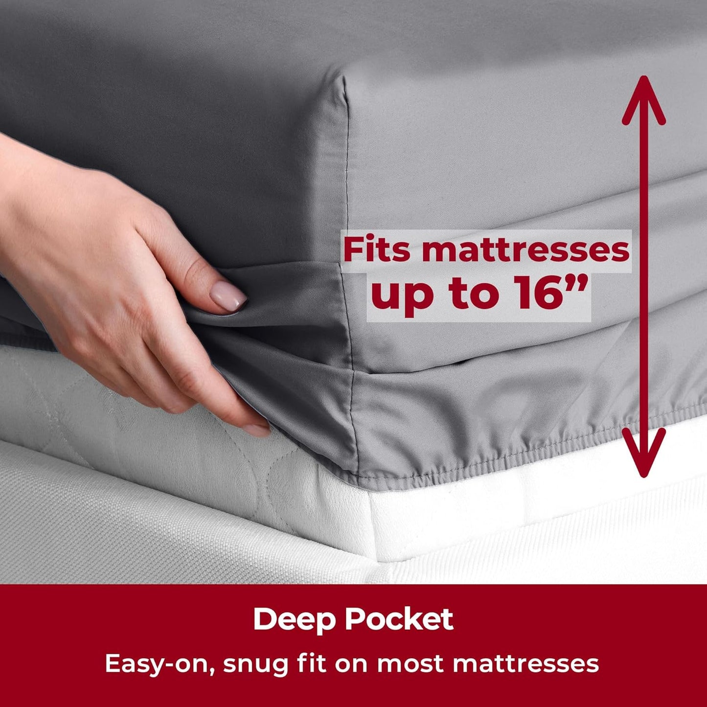 Mellanni Split King Sheets Set - 5 PC Hotel Luxury Bedding | Extra Soft, Cooling, Wrinkle-Resistant (Gray)