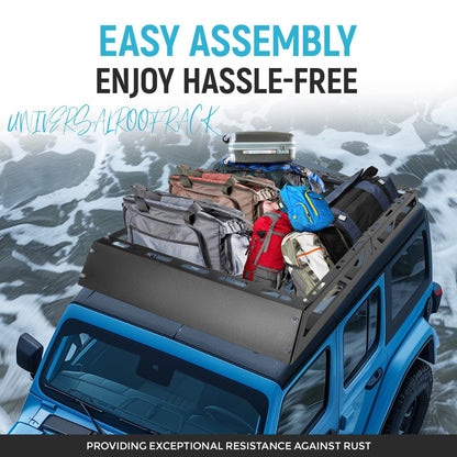 ECOTRIC 50" x 39" x 4.75" Roof Rack Cargo Basket W/Cross Bars Fit for Car SUV Pickup Truck Van Universal Top Cargo Carrier Metal Luggage Storage Holder Basket Rack for Travel 150Lbs Steel Black