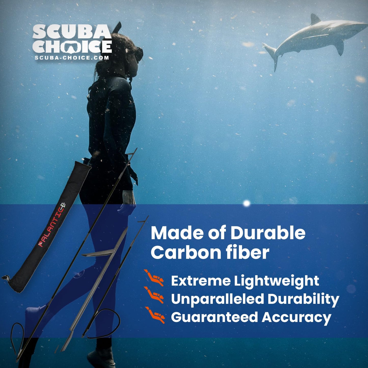 Scuba Choice Carbon Fiber 7' Travel Spearfishing 3-Piece Pole Spear Single Flopper Tip, One Size, Black