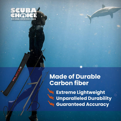 Scuba Choice Carbon Fiber 7' Travel Spearfishing 3-Piece Pole Spear Single Flopper Tip, One Size, Black