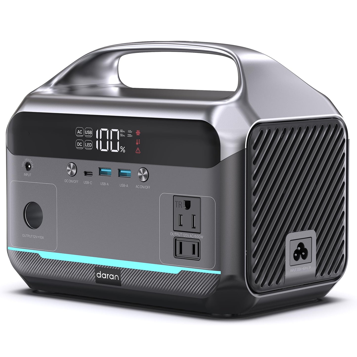 Portable Power Station 1200W Surge, 288Wh LiFePO4 Battery Solar Generator, Power Bank with 600W AC Outlet 110V, PD 100W Output Fast Charging for Outdoors Camping, Home Emergency, Hunting Blackout