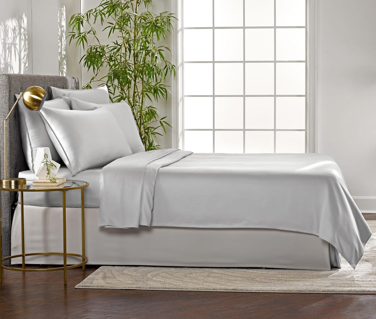 Pure Bamboo Twin Sheets - Luxuriously Soft 100% Organic Viscose Bed Sheet Set | Silver Pearl, Double Stitching