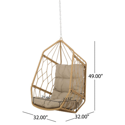 Tamara Outdoor/Indoor Hanging Chair (NO Stand) - Wicker - Light Brown/Tan