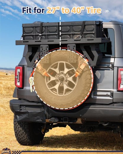 Broaddict Utility Spare Tire Cargo Rack Basket Storage Tray Fit for 1976-2025 Wrangler JK/JL/TJ/YJ/CJ & 2021-2025 Bronco with 27"-40" Tires