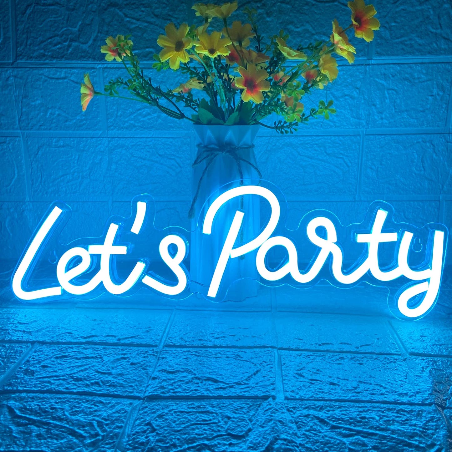 Let's Party Neon Sign, LED Neon Lights for Bedroom Wall Decor, Art Decorative Lights for Bachelorette Party, Engagement Party, Birthday Party, Living Room, Gamer Room Decor Aesthetic (Warm White)