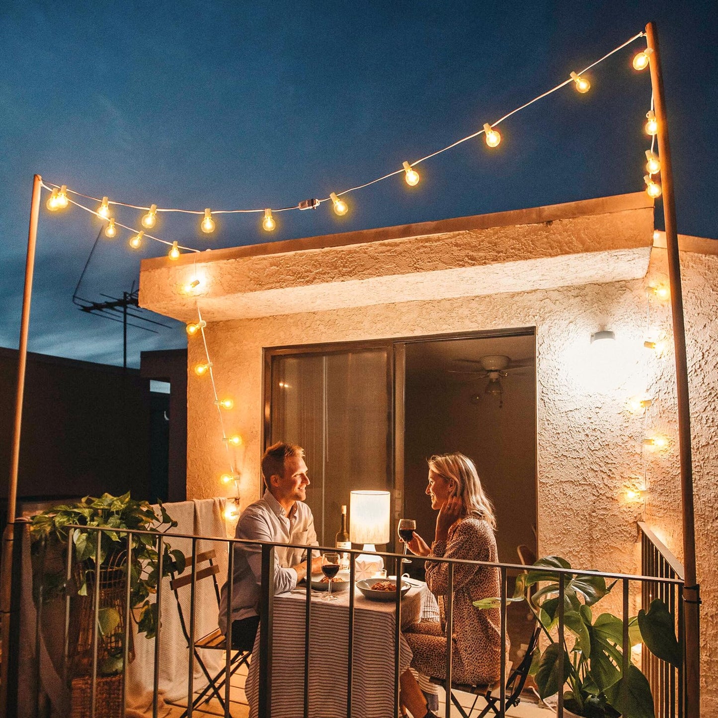 Mlambert 300Ft(3x100Ft) LED Outdoor String Lights Dimmable Waterproof G40 Globe Patio Lights with 150+7 Warm White Bulbs for Bistro Outside-White Cord