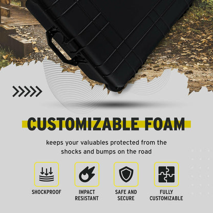 Koah Weatherproof Wheeled Plastic Hard Case with Customizable Foam, Retractable Handle, and Trolley Wheels (25.0" x 20.0" x 12") For Cameras, Drones, And Gear