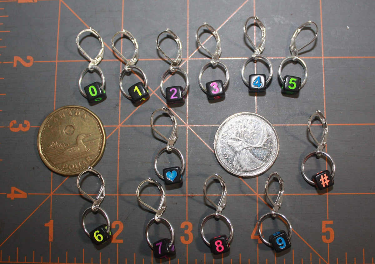 12 Numbered STITCH MARKERS for Knitting and Crochet, Progress Keepers. Locking, Removable, Crochet Earrings