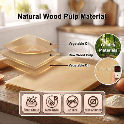 JOFULER Parchment Paper Sheets, 9x13 Inch Non-Stick Precut Unbleached Parchment Paper for Baking, Grilling, Air Fryer and Steaming, Perfect for Cookies, Bread, Cakes and More, 100PCS