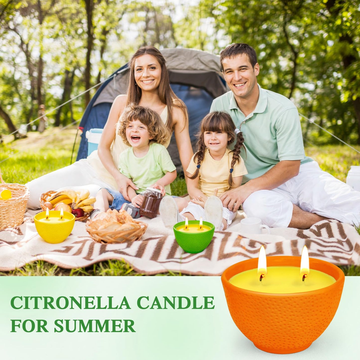 Citronella Candles, 90 Hours Long Lasting Citronella Scented Candle for Patio, Garden, Backyard, Terrace, Deck, Balcony, Porch, 2-Wick Natural Soy Wax Candles 3 Packs for Camping, BBQ, Party, Picnic