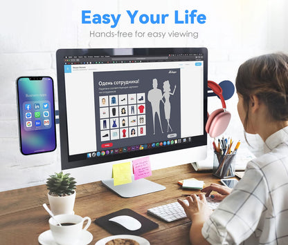 CloudValley Magnetic Phone Holder for Laptop Designed for iPhone 17/16/15/14/13/12 MagSafe, Adjustable Phone Monitor Side Mount, Slim Portable Foldable Computer Expansion Bracket, Silver