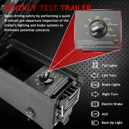 9101 Trailer Light Tester Box (7-Way Spade Pin Style with Trailer Plug Adapter) Test Trailer Lighting and Brake Systems | Trailer Plug Tester Avoid Blown fuses and Light Tester
