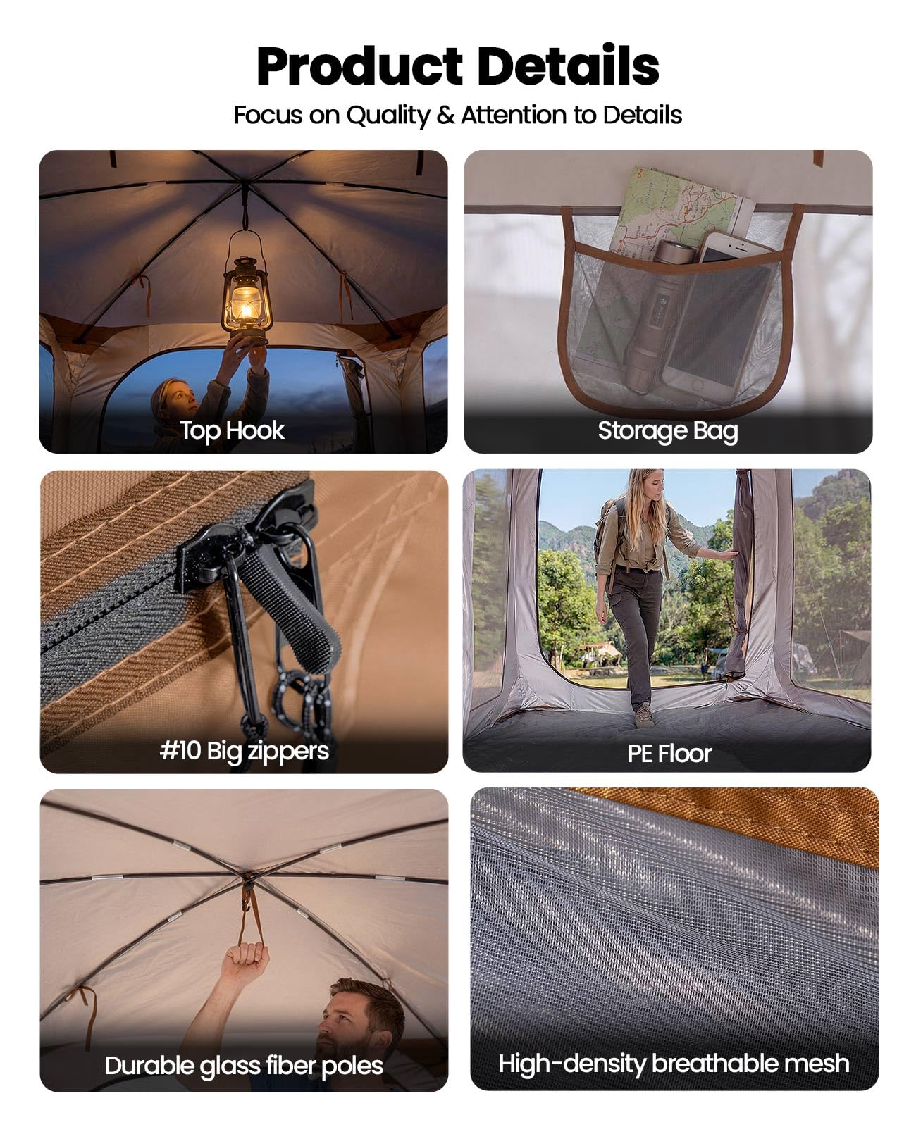 Porayhut Pop up Screen House Tent Sun Shelter with Breathable Mesh Doors,Portable Camping Tent with Detachable Waterproof Floor,10x10FT Screen Canopy Outdoor for Family Friends Party in Backyard,Park